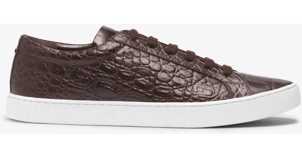 Lyst - Michael Kors Jake Embossed-leather Sneaker in Brown